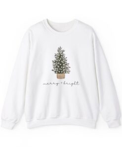 vintage christmas sweatshirt merry and bright crewneck with christmas tree lights for holiday and winter wear bf5eu