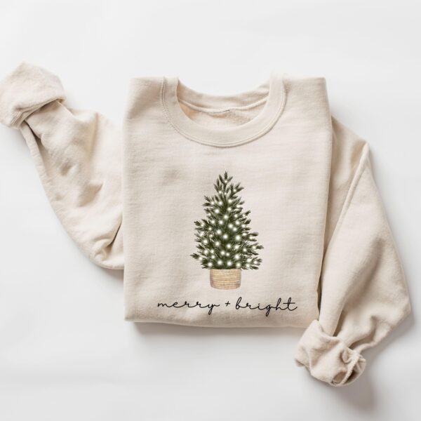 vintage christmas sweatshirt merry and bright crewneck with christmas tree lights for holiday and winter wear qulnj scaled