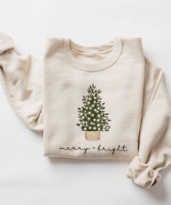 vintage christmas sweatshirt merry and bright crewneck with christmas tree lights for holiday and winter wear qulnj scaled