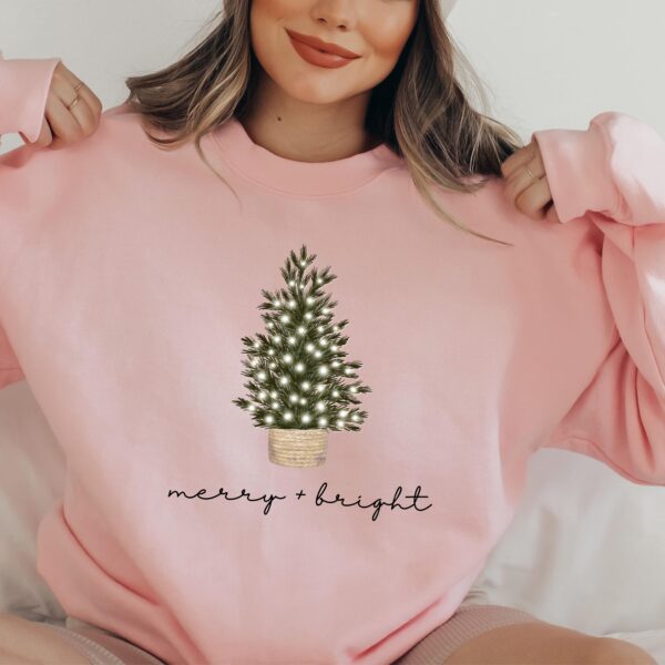 vintage christmas sweatshirt merry and bright crewneck with christmas tree lights for holiday and winter wear wzuxx scaled