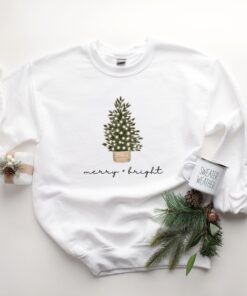 vintage christmas sweatshirt merry and bright crewneck with christmas tree lights for holiday and winter wear xjnlh scaled