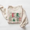 vintage christmas sweatshirt merry and bright design comfortable crewneck for women ideal for holiday gatherings and festive celebrations b5yjf