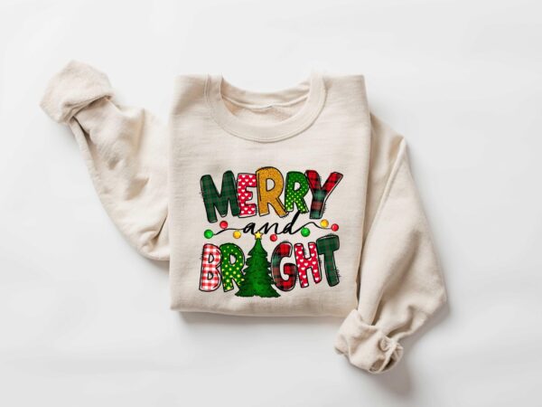 vintage christmas sweatshirt merry and bright design comfortable family hoodies for women ideal for holiday gatherings mr8vs scaled