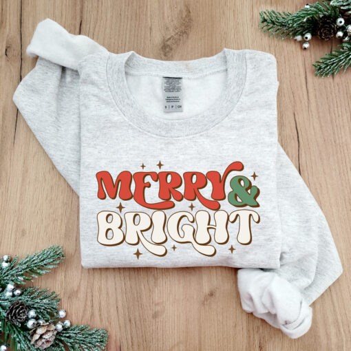 vintage christmas sweatshirt merry and bright design plus size holiday t shirt for women comfortable and stylish christmas apparel klz0e scaled