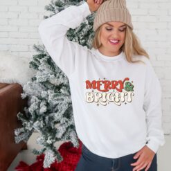 vintage christmas sweatshirt merry and bright design plus size holiday t shirt for women comfortable and stylish christmas apparel upink scaled