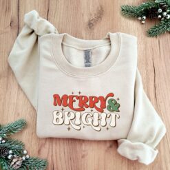 vintage christmas sweatshirt merry and bright design plus size holiday t shirt for women comfortable and stylish christmas apparel wzwgn scaled