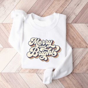 vintage christmas sweatshirt merry and bright design retro style for women ideal for holiday celebrations and festive gatherings bhisj scaled