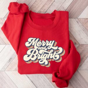 vintage christmas sweatshirt merry and bright design retro style for women ideal for holiday celebrations and festive gatherings ohq2u scaled