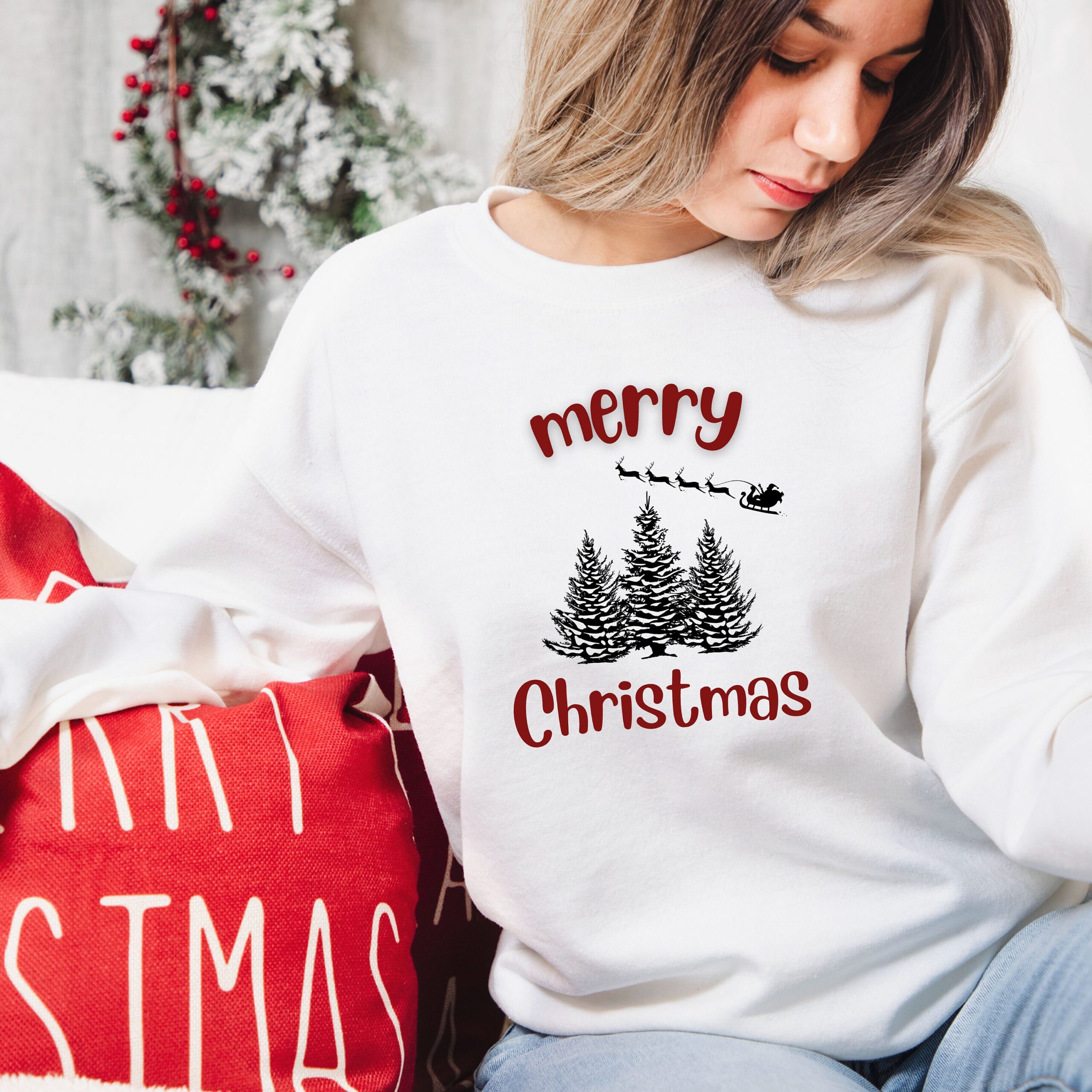 vintage christmas sweatshirt merry and bright design with christmas tree plus size options for comfortable holiday wear dh5qt scaled