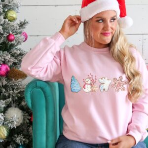 vintage christmas sweatshirt merry and bright design with gingerbread cookies print comfortable crewneck style fkwab scaled