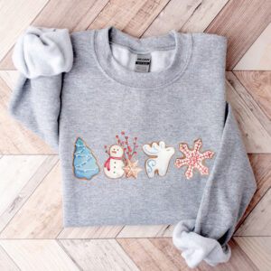 vintage christmas sweatshirt merry and bright design with gingerbread cookies print comfortable crewneck style icmj1