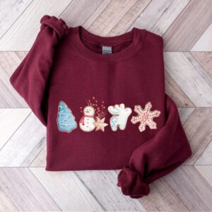 vintage christmas sweatshirt merry and bright design with gingerbread cookies print comfortable crewneck style lefpj