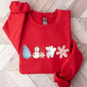 vintage christmas sweatshirt merry and bright design with gingerbread cookies print comfortable crewneck style ln4ja