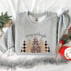 vintage christmas sweatshirt merry and bright tree design with leopard pattern for halloween and holiday celebrations jvto9 scaled