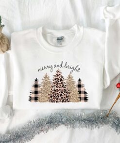 vintage christmas sweatshirt merry and bright tree design with leopard pattern for halloween and holiday celebrations qoonc scaled