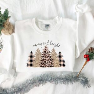 vintage christmas sweatshirt merry and bright tree design with leopard pattern for halloween and holiday celebrations qoonc scaled