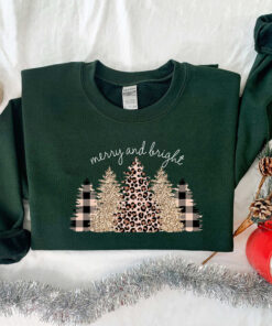 vintage christmas sweatshirt merry and bright tree design with leopard pattern for halloween and holiday celebrations vza8n scaled