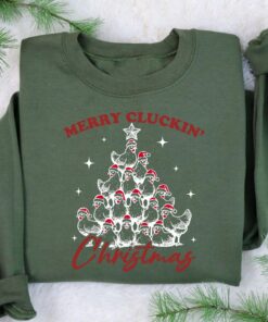 vintage christmas sweatshirt merry cluckin christmas design featuring farm animal chickens for a fun holiday look 1n8em scaled