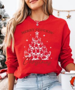 vintage christmas sweatshirt merry cluckin christmas design featuring farm animal chickens for a fun holiday look gnd37 scaled