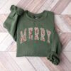 vintage christmas sweatshirt merry design varsity style crewneck for women holiday apparel nbei0