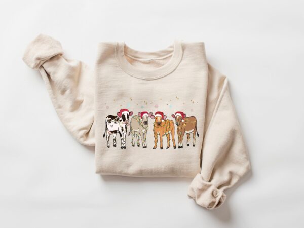 vintage christmas sweatshirt mooey christmas crewneck featuring highland cows and farm animal design for a country christmas look 92jwc