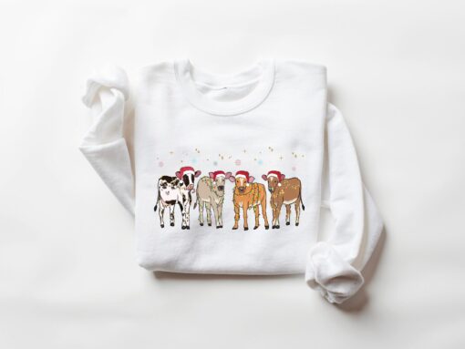 vintage christmas sweatshirt mooey christmas crewneck featuring highland cows and farm animal design for a country christmas look pqazq