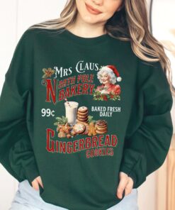 vintage christmas sweatshirt mrs claus gingerbread bakery design with retro style for baking cookies and holiday celebrations l8xlo