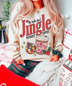 vintage christmas sweatshirt my bells dont jingle without coffee unisex funny crewneck for coffee lovers retro holiday style 0tyq4