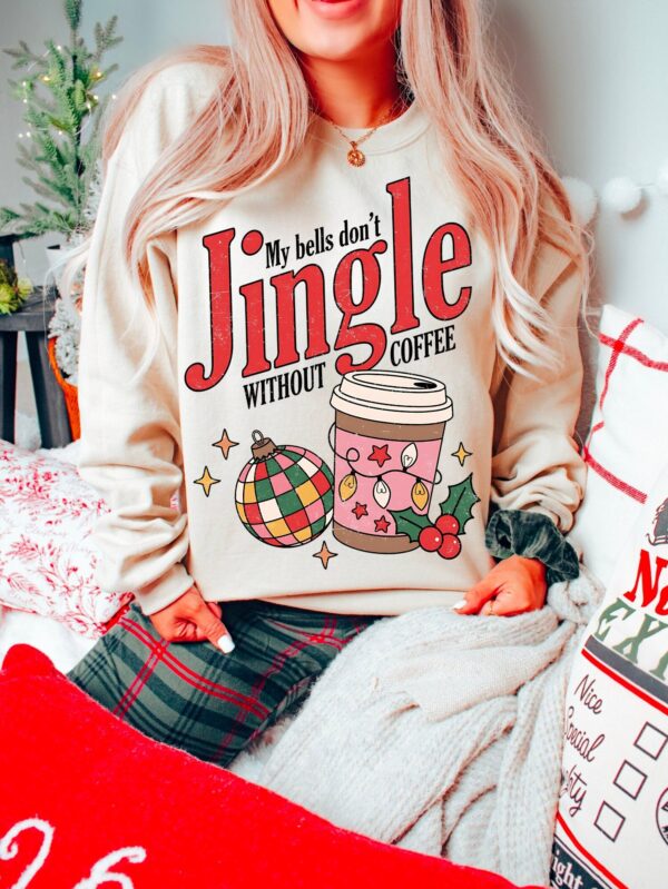 vintage christmas sweatshirt my bells dont jingle without coffee unisex funny crewneck for coffee lovers retro holiday style 0tyq4