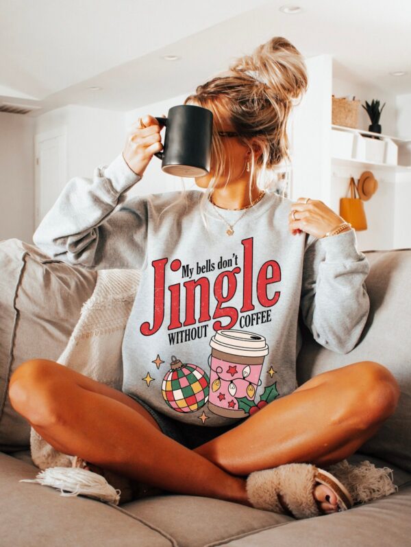 vintage christmas sweatshirt my bells dont jingle without coffee unisex funny crewneck for coffee lovers retro holiday style c4yj4