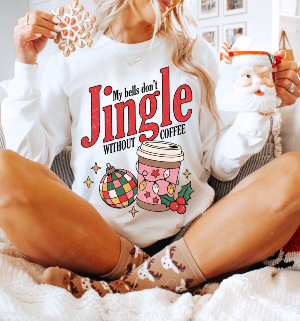 vintage christmas sweatshirt my bells dont jingle without coffee unisex funny crewneck for coffee lovers retro holiday style ovs91