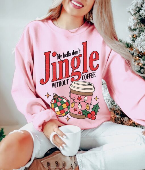 vintage christmas sweatshirt my bells dont jingle without coffee unisex funny crewneck for coffee lovers retro holiday style ttm4p