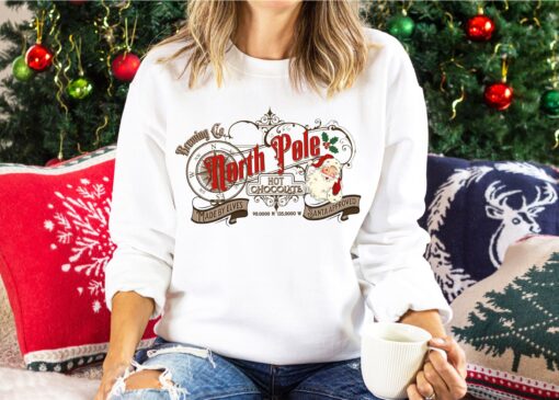 vintage christmas sweatshirt north pole brewing co retro santa design for winter parties and holiday celebrations rnfpr