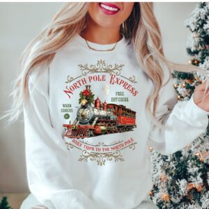 vintage christmas sweatshirt north pole express train design retro style comfortable fit for holiday celebrations yq8z7