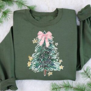 vintage christmas sweatshirt o come let us adore him religious design comfortable family wear for holiday celebrations 6oqbv