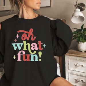 vintage christmas sweatshirt oh what fun design retro style for holiday vibes comfortable fit ideal for christmas celebrations uu94q