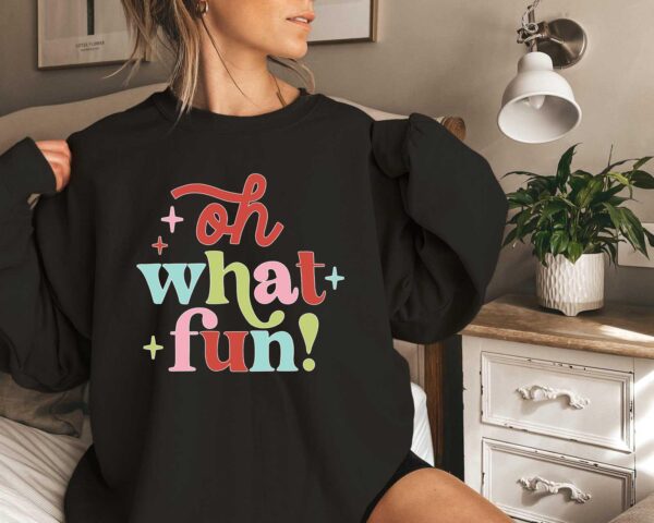 vintage christmas sweatshirt oh what fun design retro style for holiday vibes comfortable fit ideal for christmas celebrations uu94q