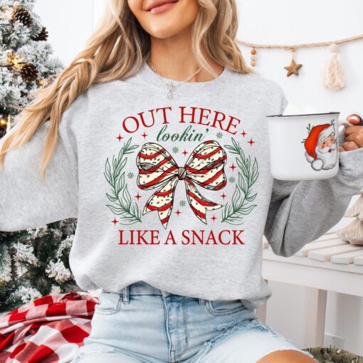 vintage christmas sweatshirt out there lookin like a snack with fun holiday design and cozy feel for festive gatherings pwwzp scaled