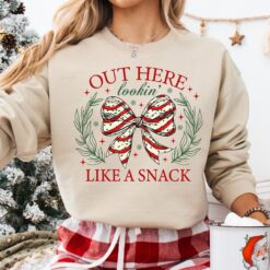 Vintage Christmas Sweatshirt Out There Lookin Like a Snack with Fun Holiday Design and Cozy Feel for Festive Gatherings
