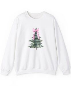 vintage christmas sweatshirt pink bow crewneck with holiday tree design for a girly look plgvn