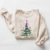 vintage christmas sweatshirt pink bow crewneck with holiday tree design for a girly look vu923