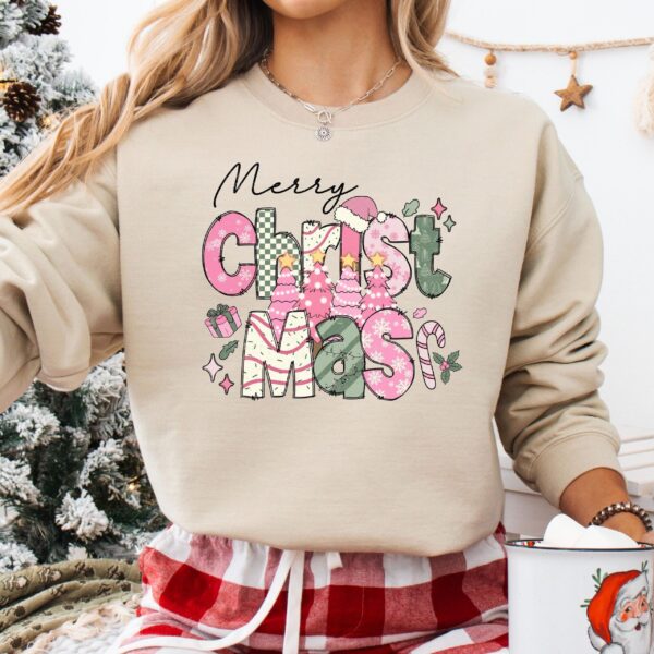 vintage christmas sweatshirt pink merry christmas tree crewneck with santa design for holiday celebrations and festive outfits jpxwt scaled