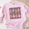 vintage christmas sweatshirt pink trees crewneck retro checkered design comfortable and stylish for holiday celebrations bhqzk