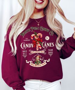 vintage christmas sweatshirt retro candy cane design north pole theme comfortable fit long sleeve apparel 2izkt