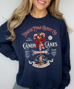 vintage christmas sweatshirt retro candy cane design north pole theme comfortable fit long sleeve apparel j6oc9