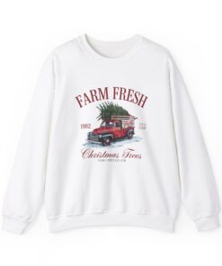 vintage christmas sweatshirt retro farm fresh trees design soft crewneck apparel for holiday celebrations ffwou