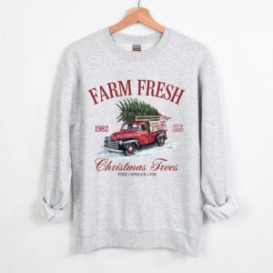 vintage christmas sweatshirt retro farm fresh trees design soft crewneck apparel for holiday celebrations fxaoi