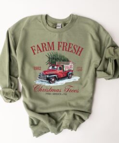 vintage christmas sweatshirt retro farm fresh trees design soft crewneck apparel for holiday celebrations u7der scaled