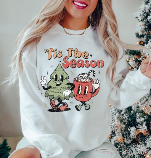 vintage christmas sweatshirt retro holiday design comfortable fit for festive celebrations eqy5e