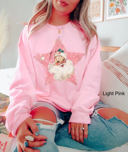 vintage christmas sweatshirt retro pink santa claus shirt classic family holiday top for winter celebrations kor2z